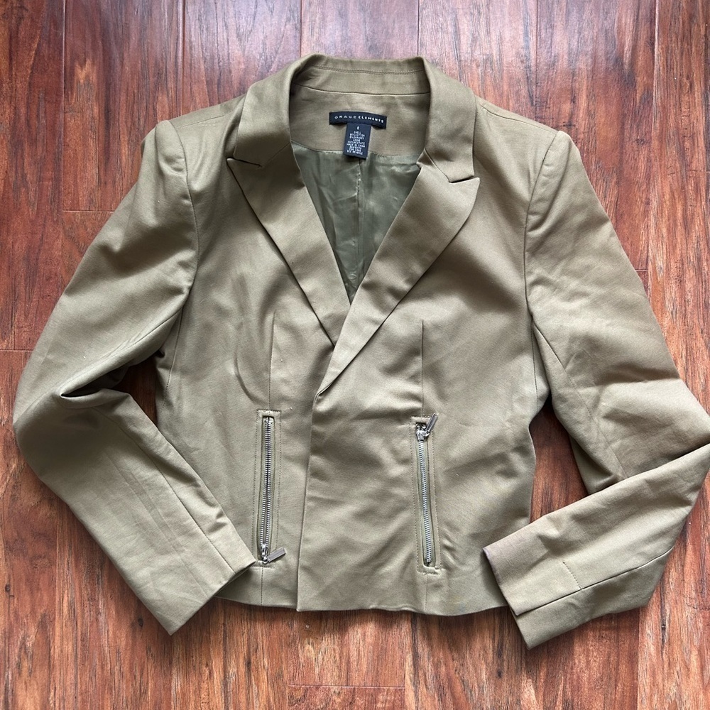 Grace Elements Green Blazer Double-Breasted Suit Jacket Women’s Size 8